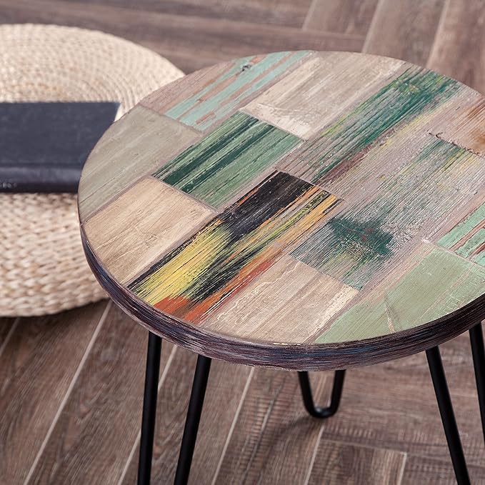 Greenage Reclaimed Wood End Table Bedroom