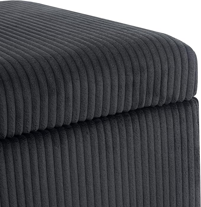 Adeco Faux Fur Storage Ottoman Cube, Upholstered Small Bench
