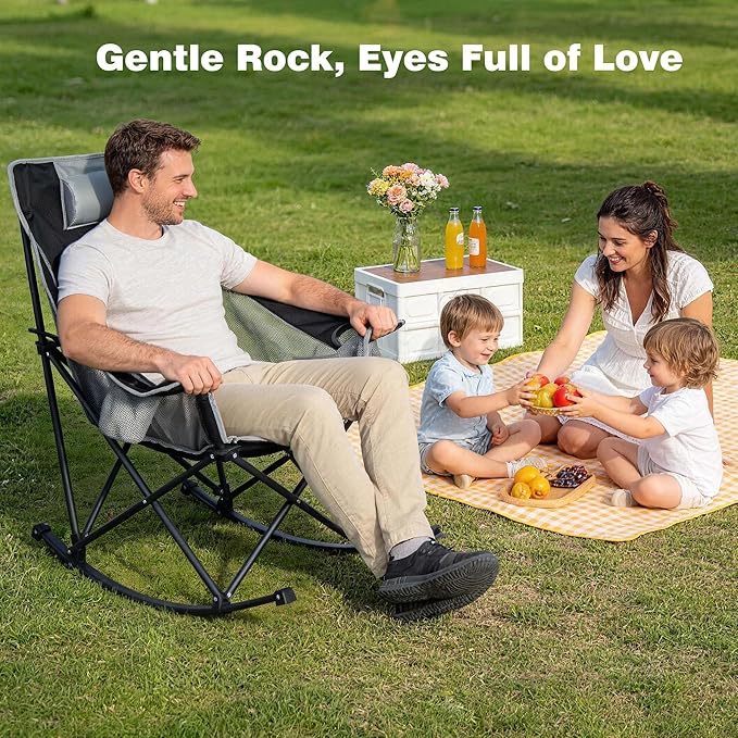 SUNNYFEEL Oversized Rocking Camping Chair, Fully Padded Patio Chair