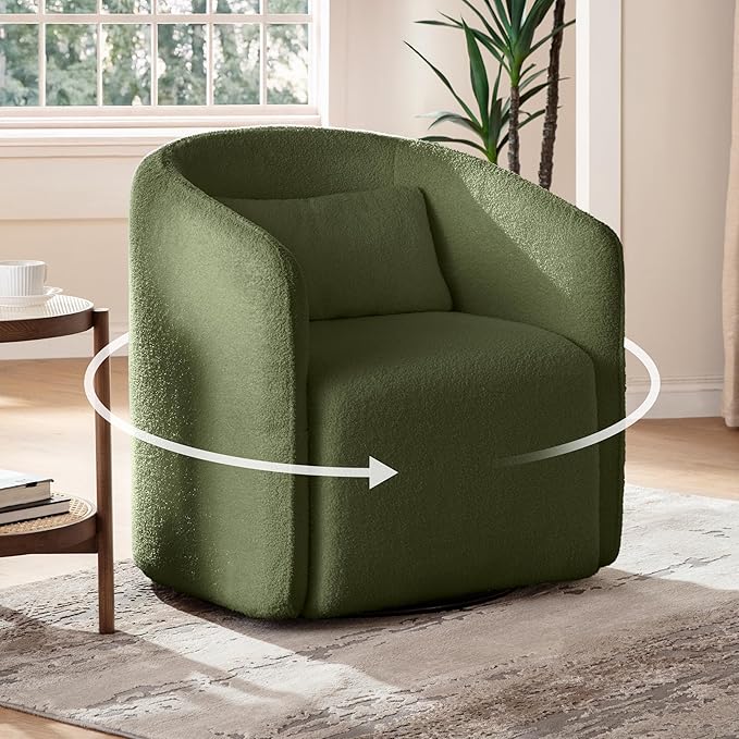 Oversized Boucle Swivel Accent Chair