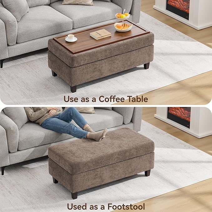 45 Inch Large Storage Ottoman Bench