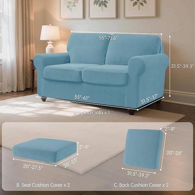 SUBRTEX 5 Pieces Stretch Sofa Slipcover Sets Couch Cover Sets Backrest Cushion