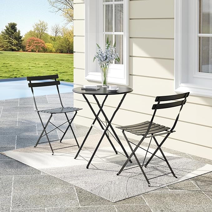 3-Piece Folding Bistro Set, Outdoor Patio Furniture Set