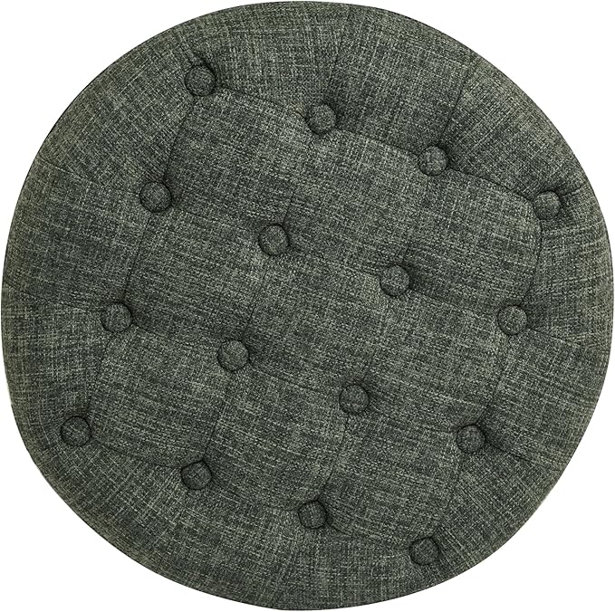 Homepop Home Decor | Upholstered Round Tufted Foot Rest Ottoman | Ottoman