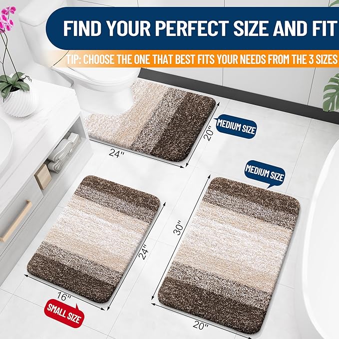OLANLY Bathroom Runner Rugs Mat 47x24, Extra Soft Absorbent Microfiber Bath Rugs, Rubber Backing, Quick Dry, Washable Long Bath Mats for Bathroom, Tub and Shower, Home Decor Accessories, Light Brown