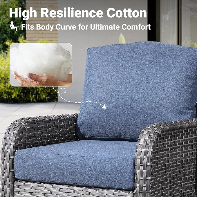 ovios 2-Piece Patio Furniture Set, Outdoor Wicker Sofa