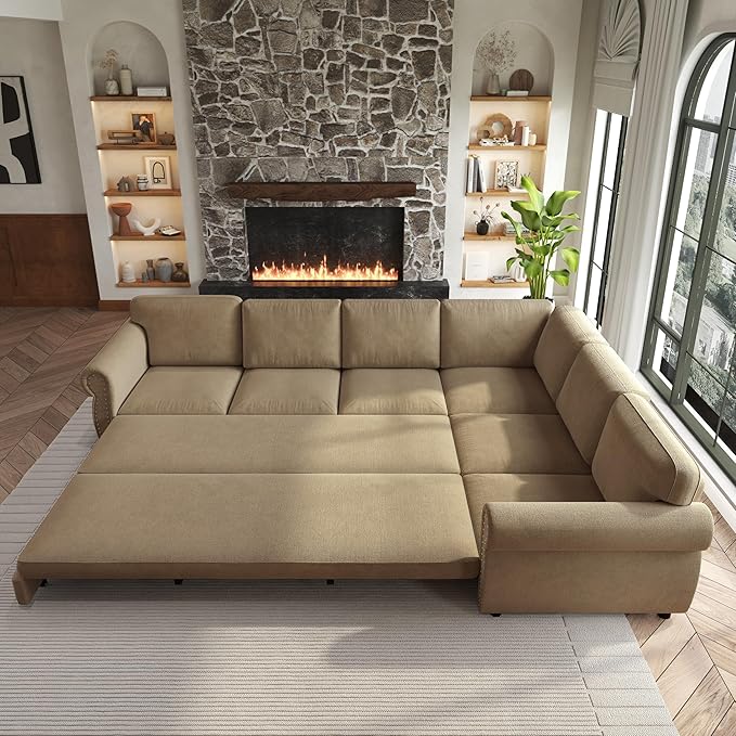 118" L-Shaped Sleeper Couch Bed
