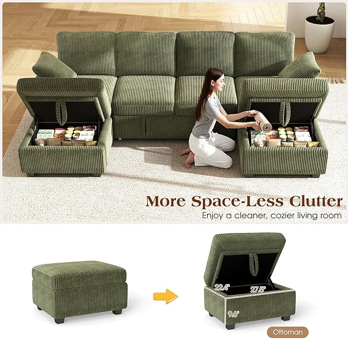Ihanherry 6-Seater Large Sectional Sofa Bed