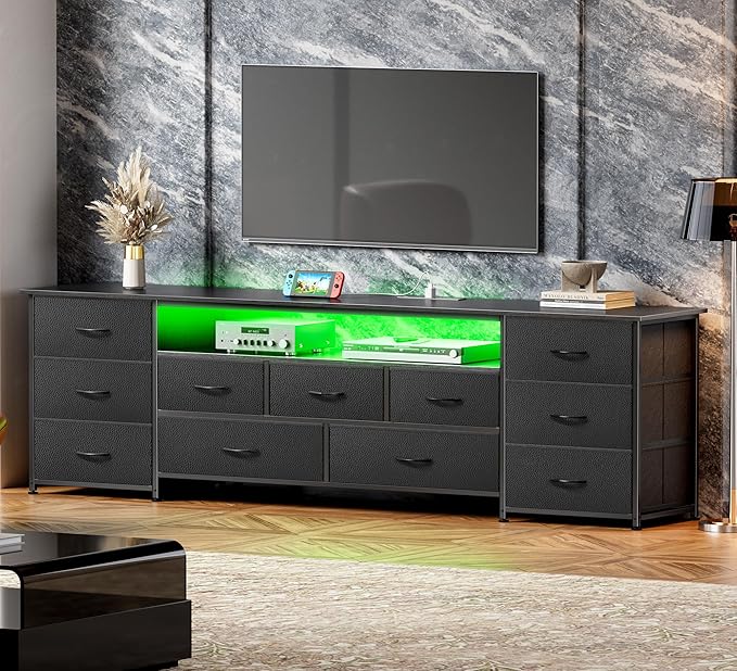 Huuger 78.7 Inch TV Stand for 75, 80 Inch TV, 11 Drawer Long Dresser