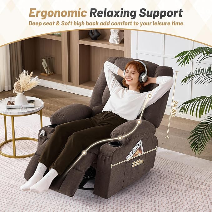 Oversized Swivel Rocker Recliner Chair