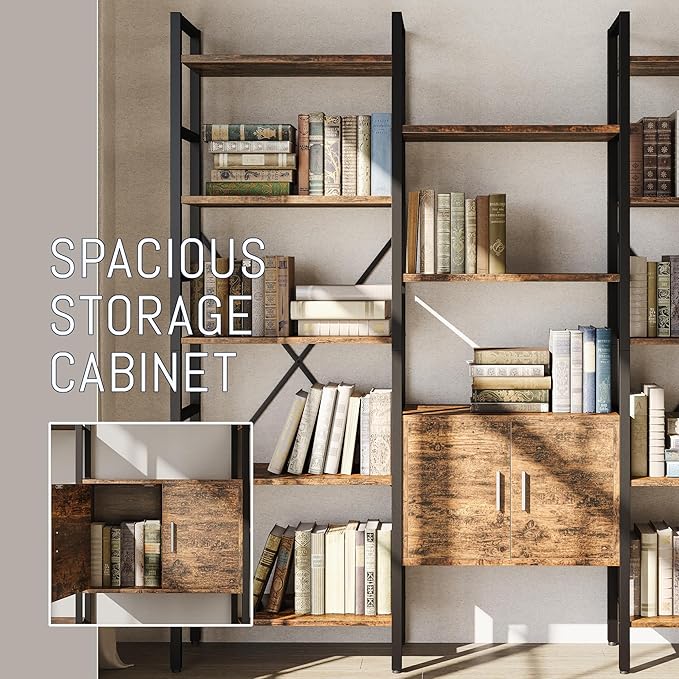 INNOD 70" Triple 5 Tier Book Shelf, Large Industrial Bookcase
