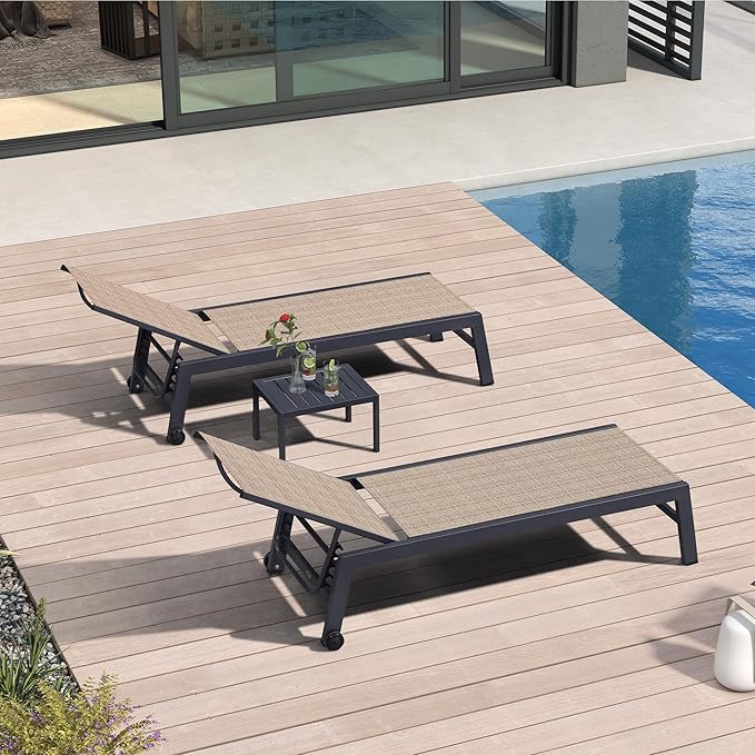 PURPLE LEAF Patio Chaise Lounge Set 4 Pieces Aluminum Outdoor Lounge Chairs