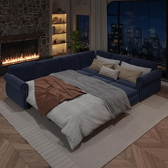 118" L-Shaped Sleeper Couch Bed