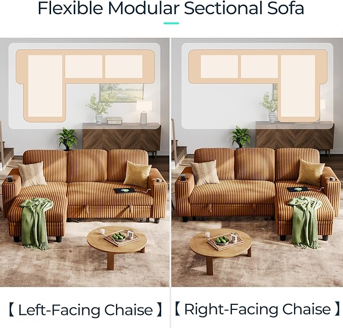 LINSY HOME Sectional Sleeper Sofa