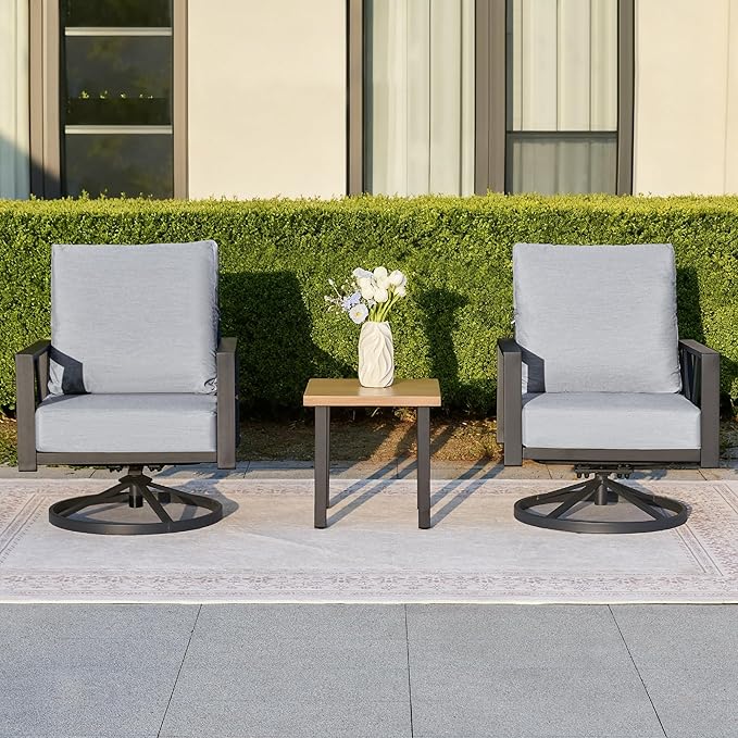 Outdoor Patio Swivel Rocking Chairs Set, Front Porch Furniture