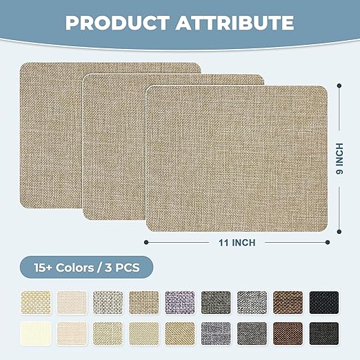 BESEZX Linen Fabric Repair Patch，3 PCS 9 * 11 Inch Self-Adhesive Couch Fabric