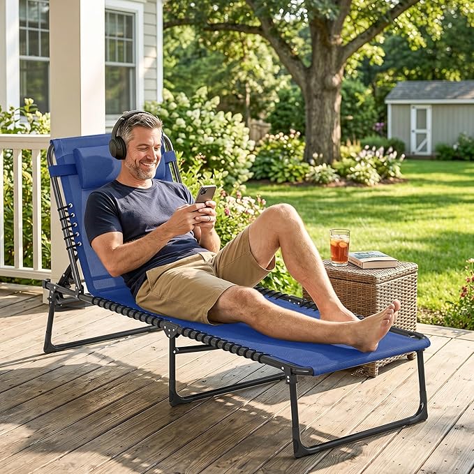 Outsunny Folding Chaise Lounge Chair, Patio Sun Tanning Chair, Outdoor Chaise