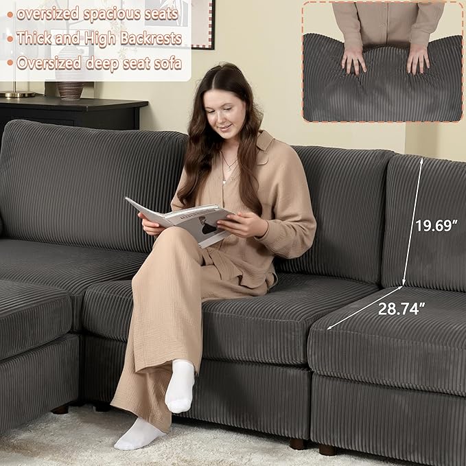 EASE MOOSE Oversized Sectional Modular Sofa, Large U Shape Sectional Couch Wide