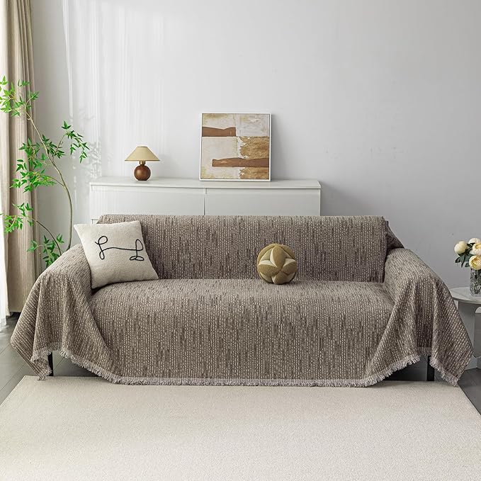 MYSKY HOME Couch Covers for 2 Cushion Couch Sofa, Chenille L Shape Sectional
