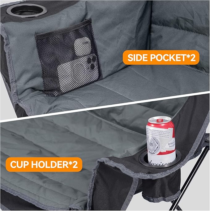 Huskfirm 3 Person Camping Chairs Folding Double Camping Chair Portable