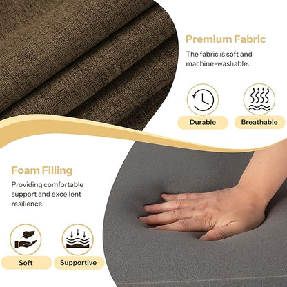 Recliner Cushions for Elderly 20X20X4 Inch Thick Seat Cushion for Recliner Chair with Non-Slip Bottom and Washable Cover Square Chair Cushions for Couch, Armchair, Floor (1, Brown)