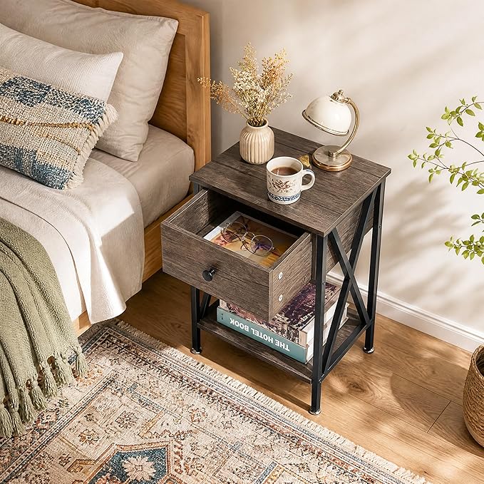 VECELO Nightstands Set of 2, Modern Bedside End Tables, Night Stands