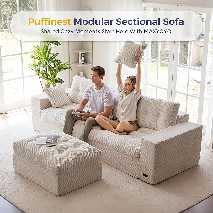 MAXYOYO 104" L Shaped Modular Sectional Sofa