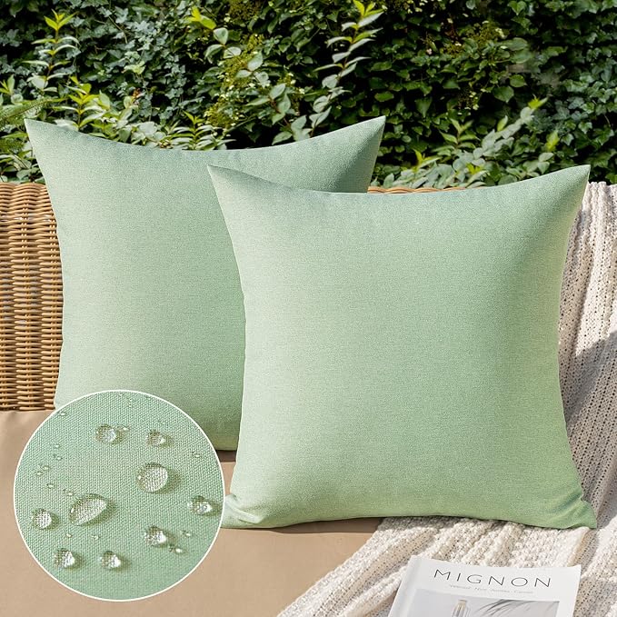MIULEE Pack of 2 Decorative Outdoor Solid Waterproof Throw Pillow Covers Spring