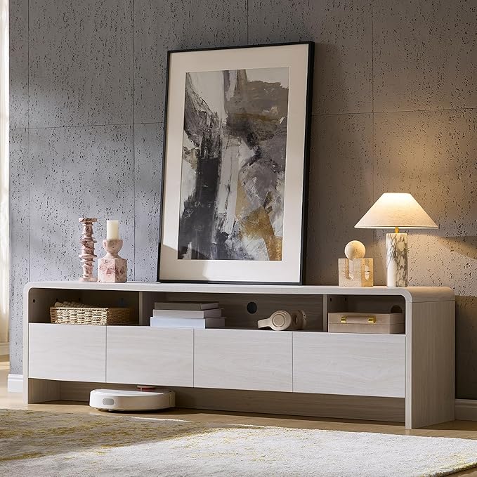 AMERLIFE 70" Modern TV Stand for TVs Up to 80", Wood TV Console