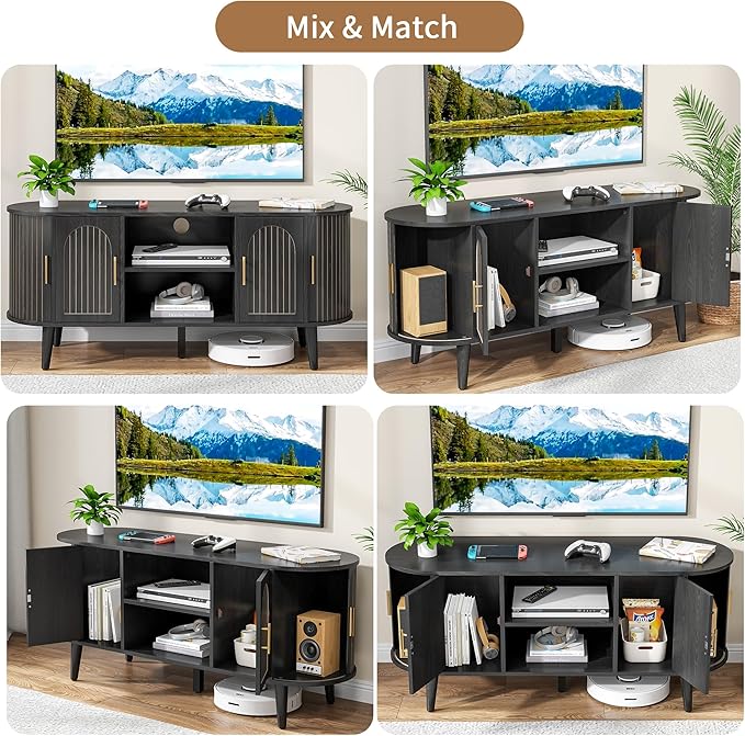 51" Fluted TV Stand, Mid-Century Modern Entertainment Center