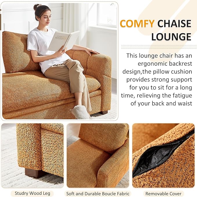 VANOMi Oversized 70.47'' Chaise Lounge Chair Indoor, Modern Upholstered Sofa Bed