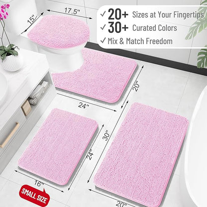OLANLY Bathroom Rugs 32x20, Extra Soft Absorbent Chenille Bath Rugs, Rubber Backing Quick Dry, Machine Washable Bath Mats for Bathroom Floor, Tub and Shower, Home Decor Accessories, Pink