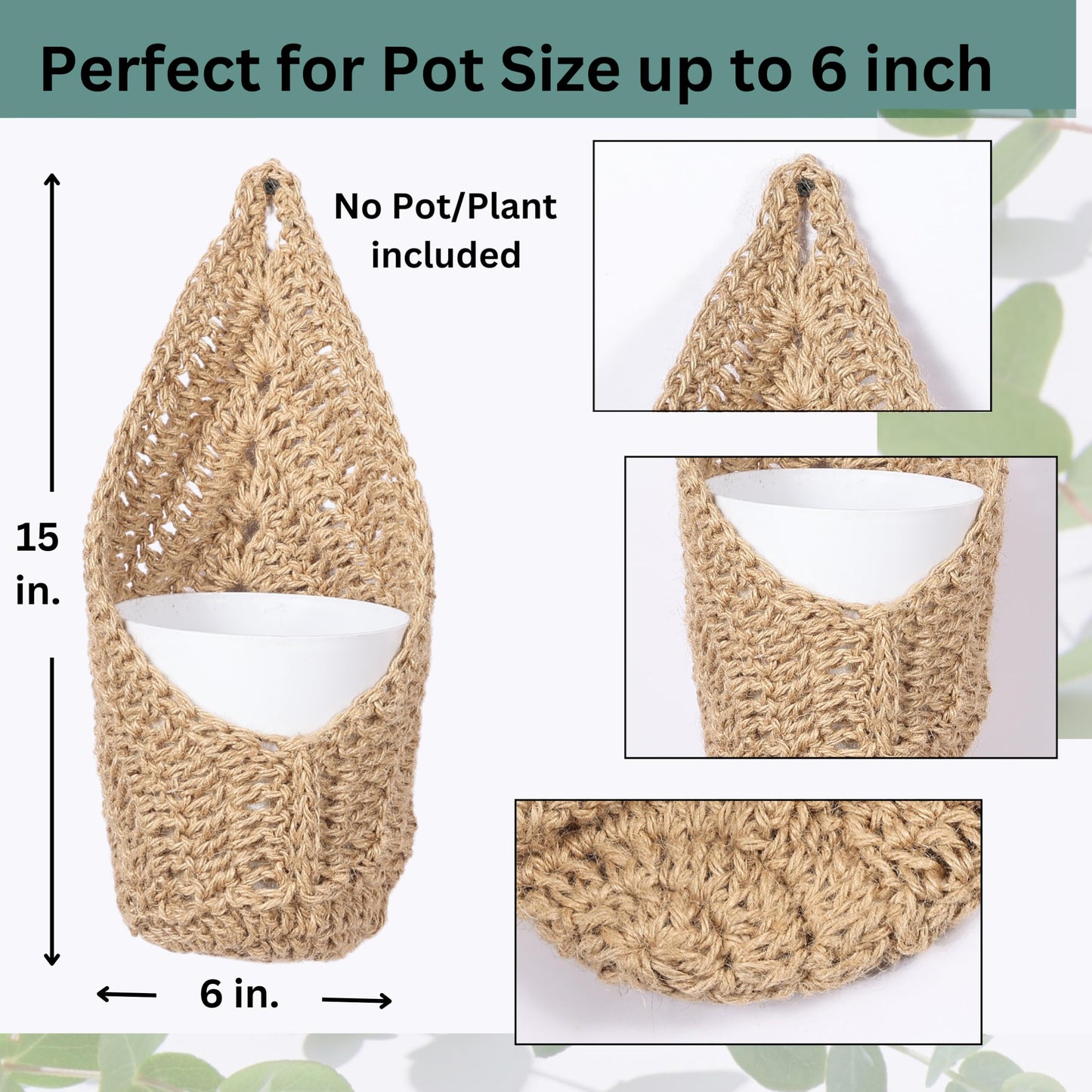 Shineloha 2 Pack 6-inch Hanging Planters for Indoor Plants, Macrame Wall Plant Hanger | Wall Plant Holder, Wall Planters for Indoor Plants (2 Pack, for up to 6 inch Pot)
