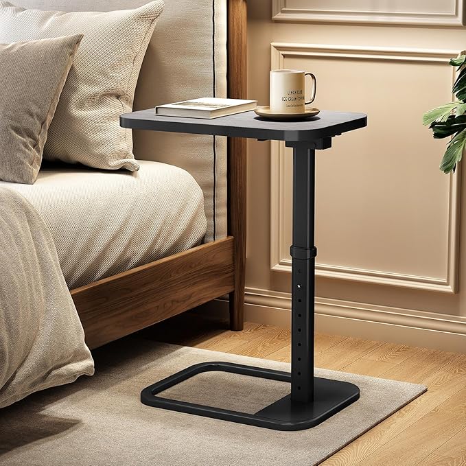 Kitstorack TV Tray Table, Adjustable Height & Rounded Metal Corners, Snack Table