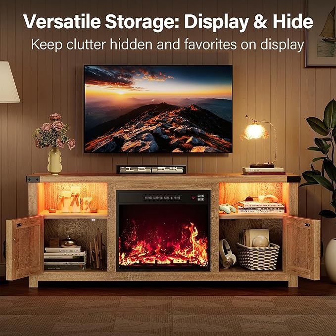 YESHOMY LED Fireplace TV Stand