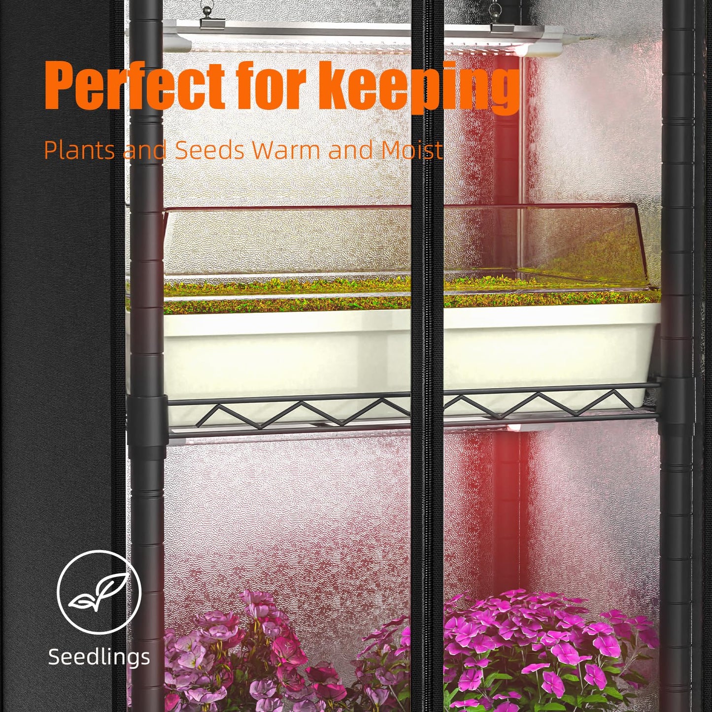 Aouipris Indoor Greenhouse with Grow Light, 5 Tier 15.7" L×11.8" W×62.3" H growtent with Lights, with 48W Full Spectrum Growing Lamps，Metal Indoor Plant Enclosure for Seed Starting