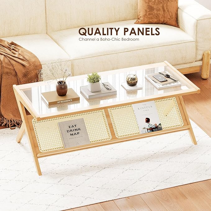 Bamworld Rattan Coffee Table Mid-Century Modern Coffee Table BambooTable