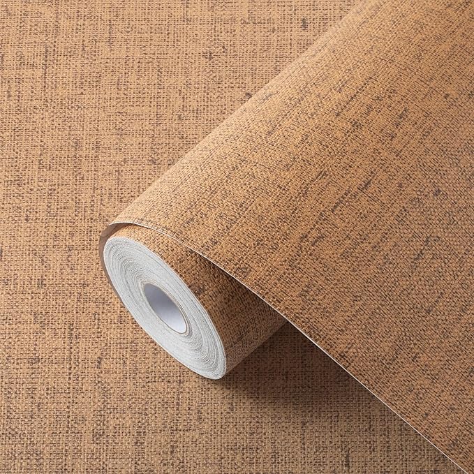 Brown Grasscloth Wallpaper Peel and Stick 393.7" Textured Brown Contact Paper
