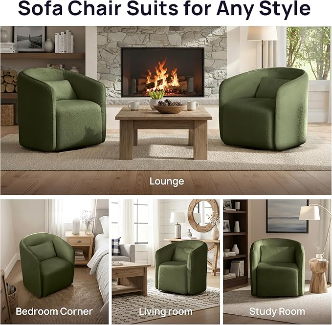 Oversized Boucle Swivel Accent Chair