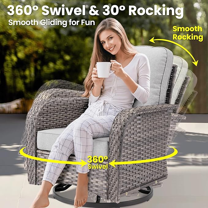 ovios 7 Pieces Patio Furniture Set, Outdoor Wicker Sofa Couch