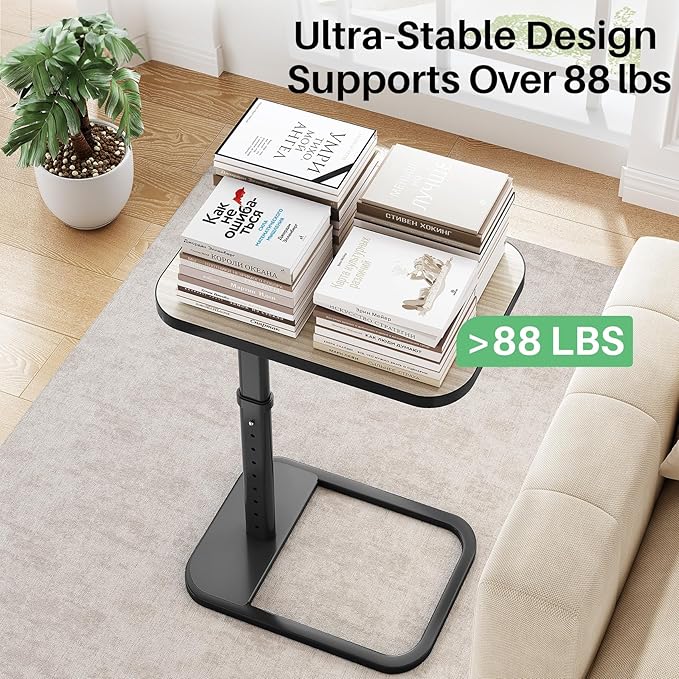 Driftwood Grey TV Tray Table, Adjustable Height & Rounded Metal Corners