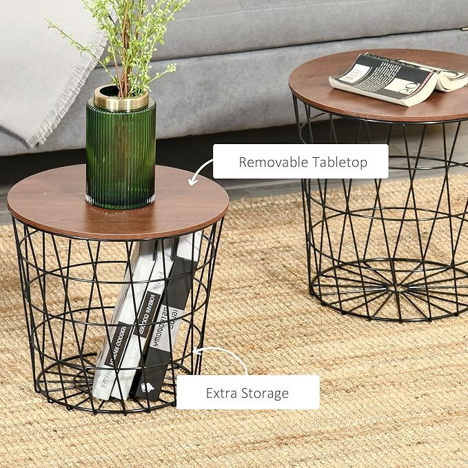 HOMCOM End Tables Set of 2, Nesting Tables