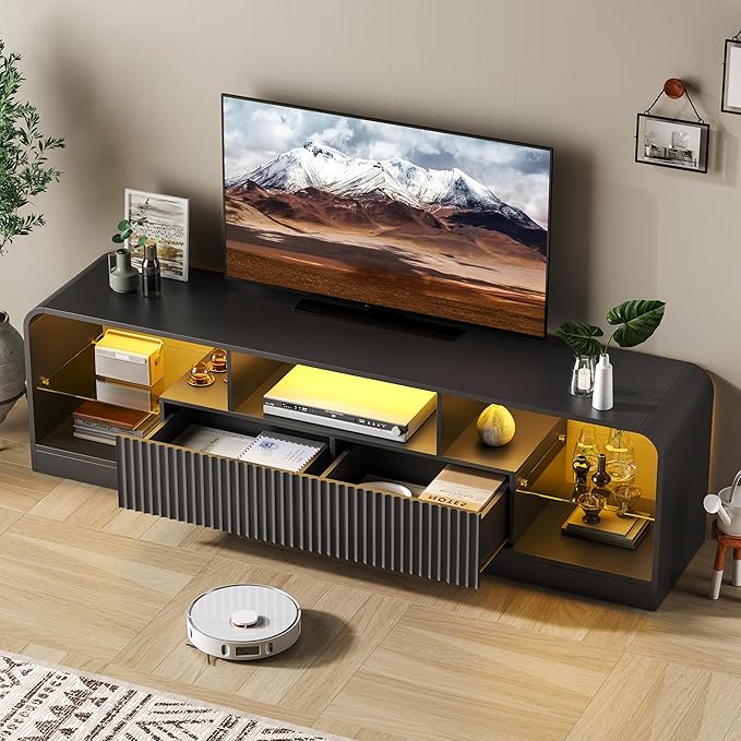 TV Stand for 60/65/70 Inch TVs, Modern Curved TV Console