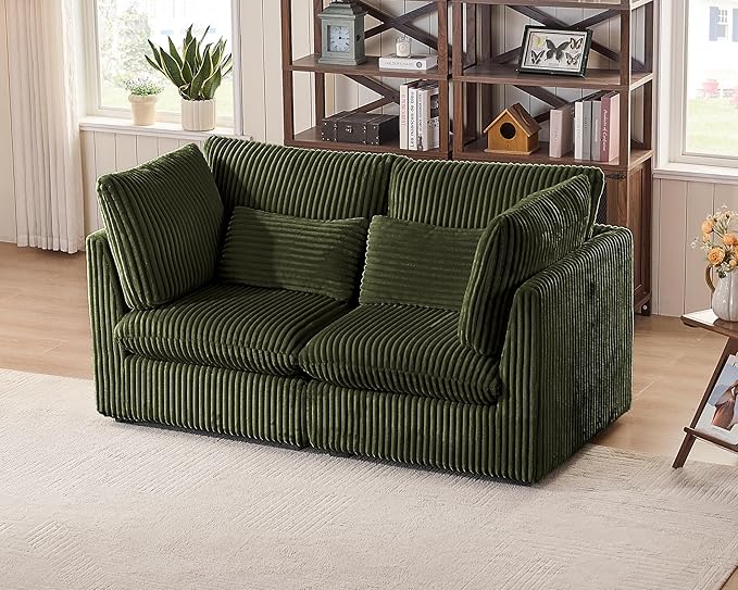 77" Oversized Corduroy Couch Modular Sectional Sofa, Washable Cloud Couch