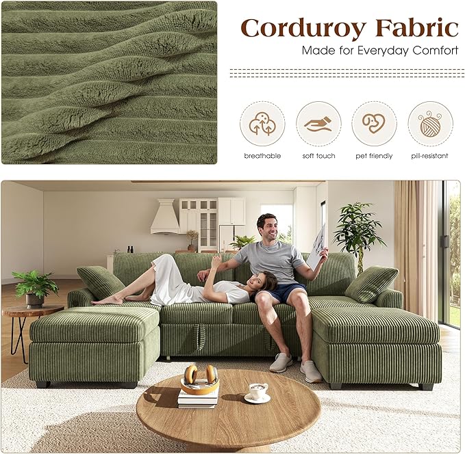 Ihanherry 6-Seater Large Sectional Sofa Bed