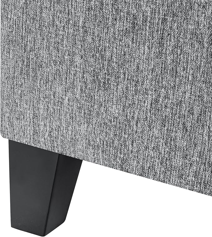 Adeco 18-Inch Cube Storage Ottoman, Upholstered Linen Footrest Stool