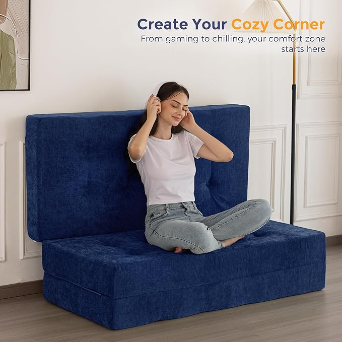 MAXYOYO 6" Folding Sofa Bed for Floor, Tufted Tri-Fold Floor Mattress