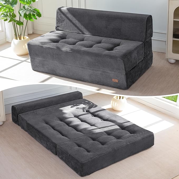 MAXYOYO 8" Folding Sofa Bed, Fold Out Chair Bed Sleeper Chair, Convertible