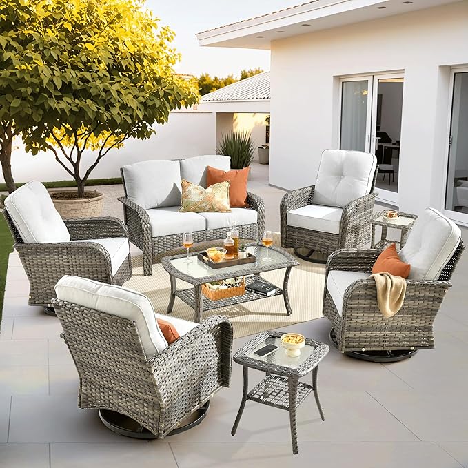 ovios 8-Piece Patio Furniture Set, Outdoor Wicker Sofa