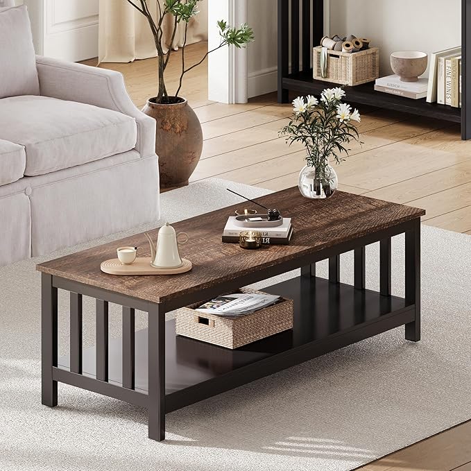ChooChoo Mission Coffee Table, Wood Living Room Table